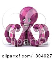 Clipart Of A 3d Purple Octopus Royalty Free Illustration