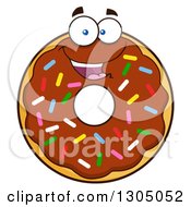 Poster, Art Print Of Cartoon Happy Round Chocolate Sprinkled Donut Character