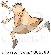 Cartoon Chubby Caveman Falling Forward And Tripping