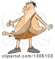 Cartoon Happy Aroused Caveman With A Boner Sticking Out Of His Clothing