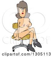 Cartoon Naked Brunette White Woman Sitting In A Chair