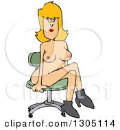 Cartoon Naked Blond White Woman Sitting In A Chair