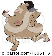 Cartoon Nude Streaking Black Woman Running