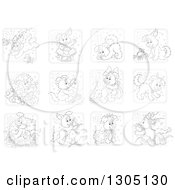 Poster, Art Print Of Black And White Astrology Zodiac Puppy Dog Icons