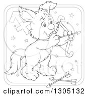 Cartoon Black And White Sagitarius Archer Astrology Zodiac Puppy Dog Icon