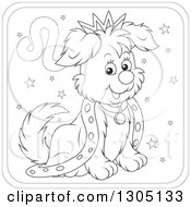 Poster, Art Print Of Cartoon Black And White King Leo Astrology Zodiac Puppy Dog Icon