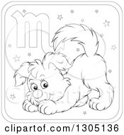 Cartoon Black And White Scorpio Astrology Zodiac Puppy Dog Icon