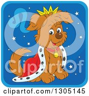 Poster, Art Print Of Cartoon King Leo Astrology Zodiac Puppy Dog Icon