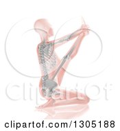 Clipart Of A 3d Anatomical Woman Stretching In A Yoga Pose With Visible Skeleton Royalty Free Illustration