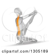 Clipart Of A 3d Anatomical Woman Stretching In A Yoga Pose With Visible Spine Royalty Free Illustration