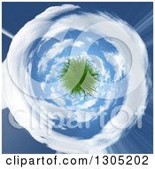 Poster, Art Print Of 3d Grass Planet In A Vortex Of Clouds