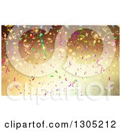 Gradient Gold Party Background With Flares Streamers And Confetti