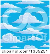 Clipart Of A Seamless White Cloud And Blue Sky Background Pattern 2 Royalty Free Vector Illustration