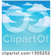 Puffy White Cloud And Blue Sky Background With Text Copy Space