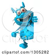 Clipart Of A 3d Full Length Blue Germ Virus Pointing Around A Sign Royalty Free Illustration by Julos