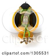 Clipart Of A 3d French Frog Sitting And Thinking In A Cocoon Chair Royalty Free Illustration by Julos
