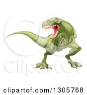 3d Roaring Angry Green Tyrannosaurus Rex Dinosaur