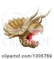 Clipart Of A 3d Roaring Angry Triceratops Dino Head Royalty Free Vector Illustration