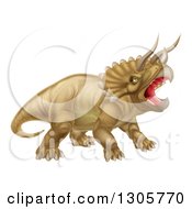 3d Roaring Angry Triceratops Dinosaur Facing Right