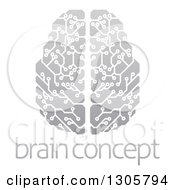 Poster, Art Print Of Gradient Gray Circuit Board Artificial Intelligence Computer Chip Brain Over Sample Text
