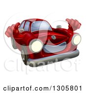 Poster, Art Print Of Happy Vintage Red Car Giving Two Thumbs Up
