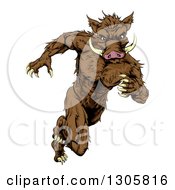 Poster, Art Print Of Sprinting Muscular Boar Man Running Upright