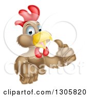 Poster, Art Print Of Happy Brown Chicken Or Rooster Holding Up A Thumb