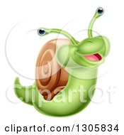 Cartoon Cheerful Green Snail