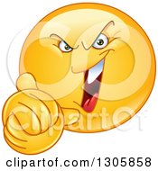 Poster, Art Print Of Yellow Evil Smiley Face Emoticon Wringing His Hands And Laughing