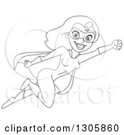 Poster, Art Print Of Black And White Flying Super Hero Woman
