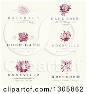 Poster, Art Print Of Vintage Rose Label Designs With Sample Text On Distressed Beige