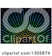Poster, Art Print Of Colorful Background Of Dots Forming An Arch Over Black