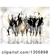 Poster, Art Print Of Crowd Of Silhouetted Male And Female Dancers Against Flares And Sparkles
