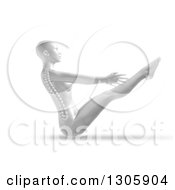 Poster, Art Print Of 3d Anatomical Woman Stretching In A Yoga Pose With Visible Spine On White