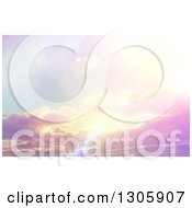 Clipart Of A 3d Sun Shining With Flares Through Clouds Royalty Free Illustration