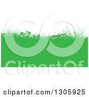 Poster, Art Print Of Green Silhouetted Hill With Weeds And Grasses Against White