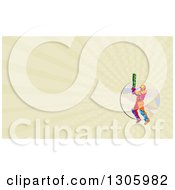 Poster, Art Print Of Retro Low Poly Cricket Batsman And Pastel Green Rays Background Or Business Card Design