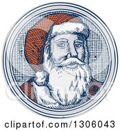 Poster, Art Print Of Engraved Christmas Santa Claus Face In A Circle