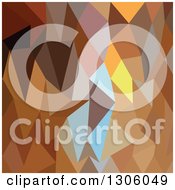 Poster, Art Print Of Low Poly Abstract Geometric Background Of Dark Tangerine And Brown