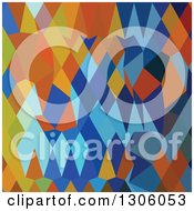 Poster, Art Print Of Low Poly Abstract Geometric Background Of Cerulean Blue Harvest Gold
