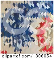 Poster, Art Print Of Low Poly Abstract Geometric Background Of Spanish Blue Red And Beige