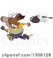 Cartoon Tax Evasion Bomb Flying Behind A Running Black Man