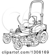 Cartoon Black And White Ride On Lawn Mower