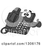 Poster, Art Print Of Cartoon Happy Desktop Telephone Character Giving A Thumb Up