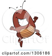 Cartoon Happy Flea Character Jumping With Excitement
