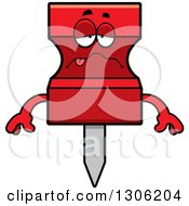Clipart Of A Cartoon Sick Red Push Pin Character Royalty Free Vector Illustration