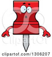 Clipart Of A Cartoon Surprised Red Push Pin Character Gasping Royalty Free Vector Illustration