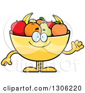Poster, Art Print Of Cartoon Happy Friendly Fruit Bowl Character Waving