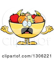 Poster, Art Print Of Cartoon Scared Fruit Bowl Character Screaming