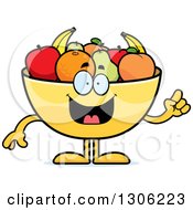 Cartoon Smart Fruit Bowl Character With An Idea